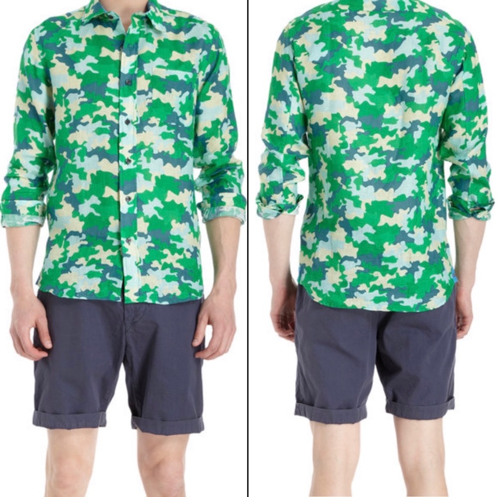 NWOT Limoland Linen Camo Print Shirt